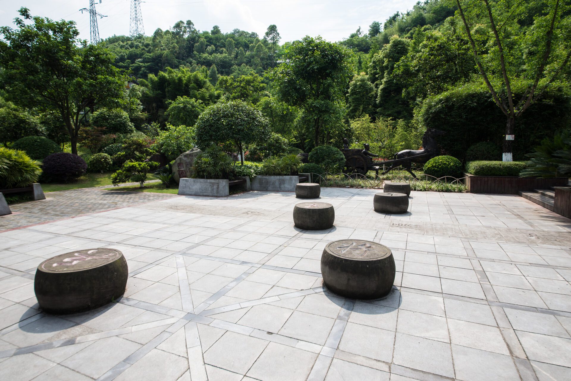 Big stone made Chinese chess inside a park