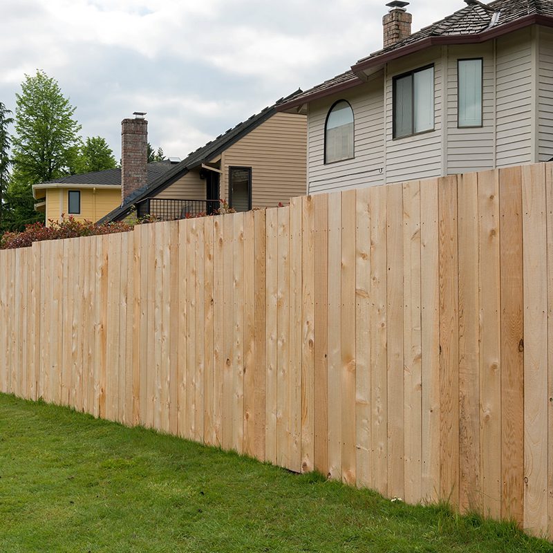 wood fence boards along garden backyard